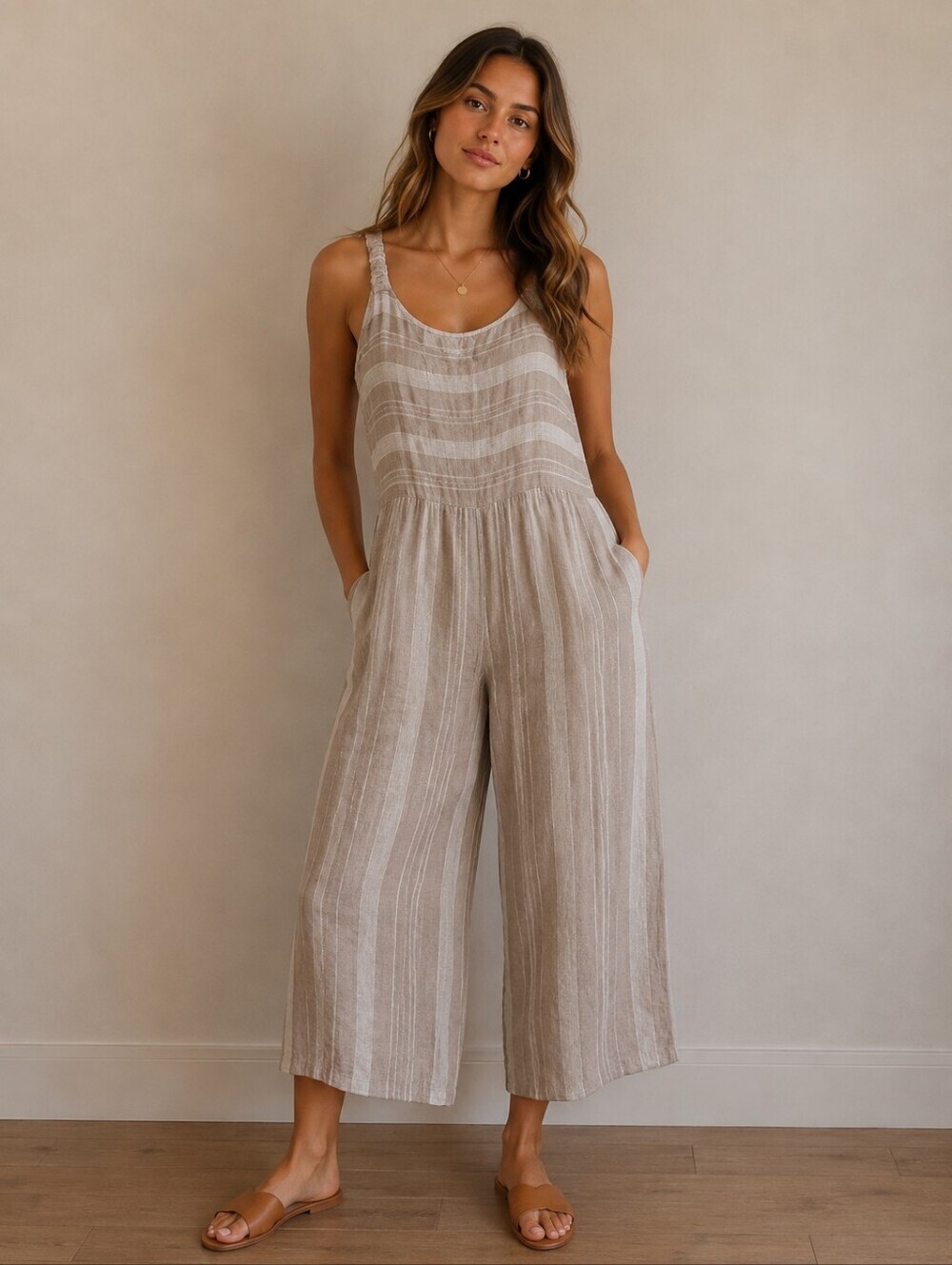 Marilu Moda Made In Italy Linen Jumpsuit Size M